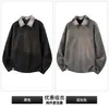 Camisa Polo de Moda Estilo Old Money de Nasa Sudadera Negra para Hombre Otoño Nueva Suelta Casual Tejido Superior
