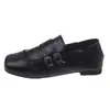 Zapatos Cuadrados Pequeños de Cuero Estilo Británico 2026 Otoño Nuevos Mocasines Versátiles sin Cordones Hebilla de Cuero Zapatos de Una Sola Vía para Mujer