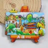 Serie YunnanAtracciones Culturales y Creativas ÚnicasXishuangbannaCiudad TurísticaSouvenirImanes de Refrigerador de Madera
