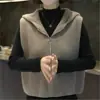 Suéter de punto con capucha de alta gama, adelgazante, jersey de otoño, cómodo, color liso, estilo casual, top con media cremallera para mujer