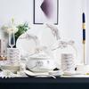 Jingdezhen cerâmica louça 56 cabeças arroz tigela louça terno Lily Love Bowl prato cerâmica louça presente atacado