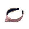 Diadema Bohemia Retro para Niñas Tejida de Rafia de Ala Ancha de 5 cm Diadema para Lavar la Cara Diadema de Paja con Nudo