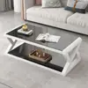 Mesa de centro con mueble de TV Combinación Simple Moderno Sala de estar Mesa de té Vidrio Templado Dormitorio Hogar Apartamento Pequeño Mueble de TV