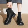 Botines Zhr con Forro de Polar y Tacón Bajo, Nuevos Botines Estilo Británico Otoño e Invierno 2025 para Personas Bajas con Piernas Gruesas y Botines Delgados