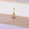 Comercio Electrónico Transfronterizo Popular Europeo y Americano Colgante Arcoíris Popular Clavo de Ombligo Goteo de Aceite Anillo de Ombligo Acero Inoxidable Hebilla de Ombligo con Diamante Lista para la Venta