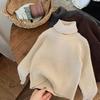 Suéter de Cachemira de Una Pieza para Niño Cuello Alto Espesado Suéter Tejido para Niña Camiseta Base Interior Suave Encerado Lana de Bebé Top Invierno