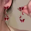 Restaurante Chino Jiang Yan Mismo Estilo Pendientes de Flor Estilo Vacaciones Largas Pendientes de Borla Pendientes de Gama Alta Pinzas de Oreja Bohemianas