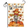 Bandera de Jardín de Acción de Gracias Transfronteriza Nueva Decoración de Otoño para Patio Bandera de Lino con Estampado de Calabaza y Hoja de Arce Bandera de Doble Cara