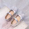 Zapatos Individuales de Primavera y Otoño para Niños Zapatos de Cristal con Lazo Zapatos de Cuero de Suela Suave para Niñas Zapatos de Princesa Rendimiento Nuevo Estilo Blanco Hueso