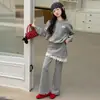 Conjunto de Dos Piezas para Niñas con Pantalones Falda de Encaje, Atuendo Elegante en Capas para Niños Mayores, Nuevo Diseño de Primavera con Conjunto de Pantalones Falda Ligeramente Acampanados