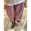 Pantalones de Dormir Florales Dulces Estilo Coreano Pastoril para Mujer, Pantalones Casuales Sueltos de Cintura Alta de Verano para el Hogar que se Pueden Usar Afuera para Caminar