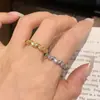 Anillo Abierto Redondo de Circonita Super Brillante, Moderno, Sencillo, Lujo Ligero, Sensación de Alta Gama, Anillo para Dedo Índice, Joyería Versátil Exquisita para el Día a Día
