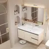 Gabinete de baño de aluminio de panal engrosado con lavabo de cerámica integrado y unidad de tocador