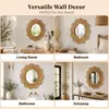 Espejo de pared tejido con cuerda de papel bohemia personalizada, espejo de maquillaje floral tejido a mano, espejo de decoración de pared para casa de huéspedes