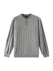 Suéter de punto trenzado para hombre estilo Old Money con cuello Henley, cuello alto casual para principios de otoño, prenda de punto de manga larga para hombre