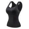 Camada base hidratante sem costura para outono e inverno, colete térmico para mulheres, com bojo fixo, roupa íntima realçadora da pele, camada base de outono, colete térmico