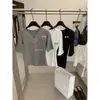 Camiseta Simples de Renda Patchwork Cor Verde Limão Chá 2026 Outono Inicial Novo Estilo Coreano Versátil Manga Média Slim Fit para Mulheres