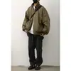 Jaqueta de Algodão Retro Japonesa Cor Sólida Gola Alta Outono Inverno para Homens, Marca da Moda Curta Solta Casual Versátil Quente Casaco de Algodão
