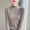 Ropa de Punto de Primera Línea Transfronteriza Lista para Usar Andy Terciopelo Rayado de Cuello Alto Medio Camiseta Interior de Punto para Mujer Otoño e Invierno Nuevo de Manga Larga de Punto Invierno