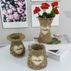 Cesta de Flores de Palha para Sala de Estar Venda por Atacado Vaso de Decoração de Interiores Nórdico Vaso para Floricultura Vaso de Flores Secas Cesta de Armazenamento Criativa Decorativa
