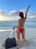 Comercio exterior Europa y Estados Unidos viento gran rojo sexy chica caliente bikini tres puntos BIKINI playa aguas termales vacaciones traje de baño