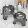 Banquinho Pequeno Transparente Espesso para Casa Banquinho Quadrado para Sala de Estar Banquinho Empilhável para Mesa de Centro Banquinho Baixo Antiderrapante para Banheiro Infantil