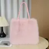 Bolso de Hombro Grande Transfronterizo de Piel Sintética de Zorro Bolso Tote Bolso de Mano de Moda Cuadrado Esponjoso de Alta Calidad Venta al por Mayor