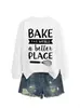 BAKE THE WORLD Loja Independente da Lista de Desejos da Amazon Moletom Feminino Outono Inverno Versátil e Moderno com Gola Redonda e Manga Longa