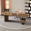 Escritorio Ejecutivo Moderno Minimalista de Madera Maciza con Forma Irregular, Escritorio Creativo de Diseñador, Banco de Trabajo con una Sensación de Alta Gama y Sencillez