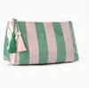 Bolsa de maquillaje rayada de PVC de gran capacidad para playa, viaje, almacenamiento de artículos de tocador, bolsa transparente impermeable para artículos de tocador