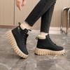 F364 Novos sapatos femininos de cano alto de inverno 2024 Sapatos plataforma à prova d'água com forro de lã Sola grossa Sapatos de algodão simples com aumento de altura para estudantes