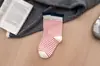 Nuevos Calcetines de Moda Otoñales Doble Puño Rayados Bloques de Color Calcetines para Mujer Transpirables Algodón Peinado Caña Media Calcetines Zhuji