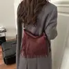 Bolso Grande con Borlas para Mujer, Nuevo Estilo Otoño e Invierno, Bolso Cruzado Retro Moderno Sencillo, Bolso de Hombro Bohemio