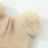 Gorro Tejido de Hilo Rizado con Doble Pompón, Gorro Grueso Cálido Lindo de Otoño e Invierno, Gorro de Lana Dulce y Adorable para Niños al por Mayor