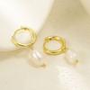 Aretes de Cobre Personalizados con Nuevo Oro de Venta Caliente Transfronteriza Moda Europea y Americana Simples de Punto Diamante Perla al por Mayor