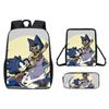 Mochila SONIC Nueva Transfronteriza Mochila de Dibujos Animados Bidimensionales Mochila Escolar para Estudiante de Primaria Juego de Tres Piezas