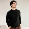 Nuevo suéter de cachemir cálido de punto para hombre, cuello medio alto, ajuste slim, 100% cachemir puro, otoño e invierno