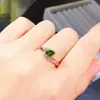 Anillo de Diopsita Natural Plata 925 Chapado en Oro Blanco Tamaño de Piedra Principal 4*6mm ¡Soporta Pruebas Naturales!