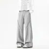 Calça Comprida Lisa Casual de Cintura Elástica, Solta, Versátil, Resistente a Amassados, Casual Reta, Estilo Coreano, Tendência, Calça Comprida Casual