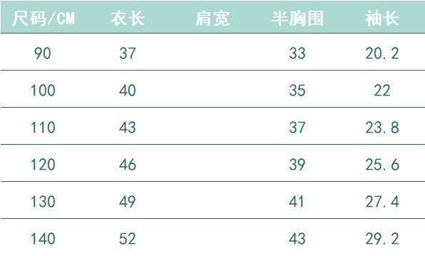 尺码表