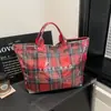 Bolso de Mano Popular Transfronterizo 2026 Nuevo Modelo Transparente Simple de Gran Capacidad Bolso de Mano Retro Cuadros Bolso para Mujer