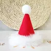 Chapéu Festivo para Pet Vermelho Ano Novo Feriado Gato Cachorro Chapéu Pelúcia Renda
