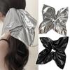 Goma para el Pelo Scrunchie de Cuero Plateado Tendencia 2025 Nueva para Coleta Alta para Mujeres Accesorio para el Cabello de Alta Elasticidad