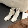 Botas de Tacón Alto Cuadrado Retro para Mujer, Estilo Británico, Cremallera Lateral, Versátiles para Viajar, Nuevo Estilo 2026, Altura 11cm