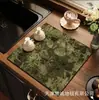 Alfombrilla Cuadrada Floral Estilo Americano de Tierra de Diatomeas, Absorbente de Agua, Secado Rápido, Aislante Térmico, Posavasos, Alfombrilla Drenante para Encimera de Cocina de Cafetera