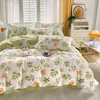 Juego de Cama de Cuatro Piezas Espesado Cepillado de Algodón Puro Clase A, Estilo Fresco, Amigable con la Piel, Sábana y Funda de Edredón 100% Algodón, Juego de Tres Piezas para Dormitorio