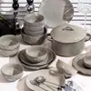 Conjunto Combinado de Tigela e Prato, Conjunto de Louça de Luxo Acessível para Casa, Aparência de Alto Padrão, Conjunto de Cerâmica para Casa Nova, Tigelas e Hashis