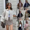 Nueva Chaqueta Corta con Cremallera Retro de Solapa Suelta Hombro Caído Transfronteriza Amazon Europea y Americana Otoño/Invierno 2026