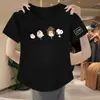 Top de Manga Corta de Imitación Algodón para Mujer Verano 2024 Nuevo Estilo Coreano Holgado Adelgazante Versátil Dobladillo Irregular Top Camiseta de Moda