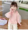 Moletom com Capuz e Mangas Bufantes de Tela Estilo Novo 2026 para Meninas Blusa Floral Doce Versátil Primavera e Outono 2025 para Meninas Pequenas